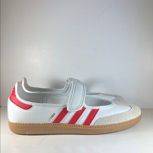 Adidas Samba Jane White Red Gum Size 6.5Y Big Girl Sneakers Shoes